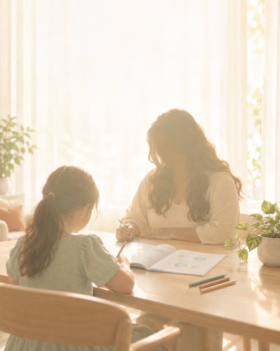 Ms. Vila tutoring a student at home